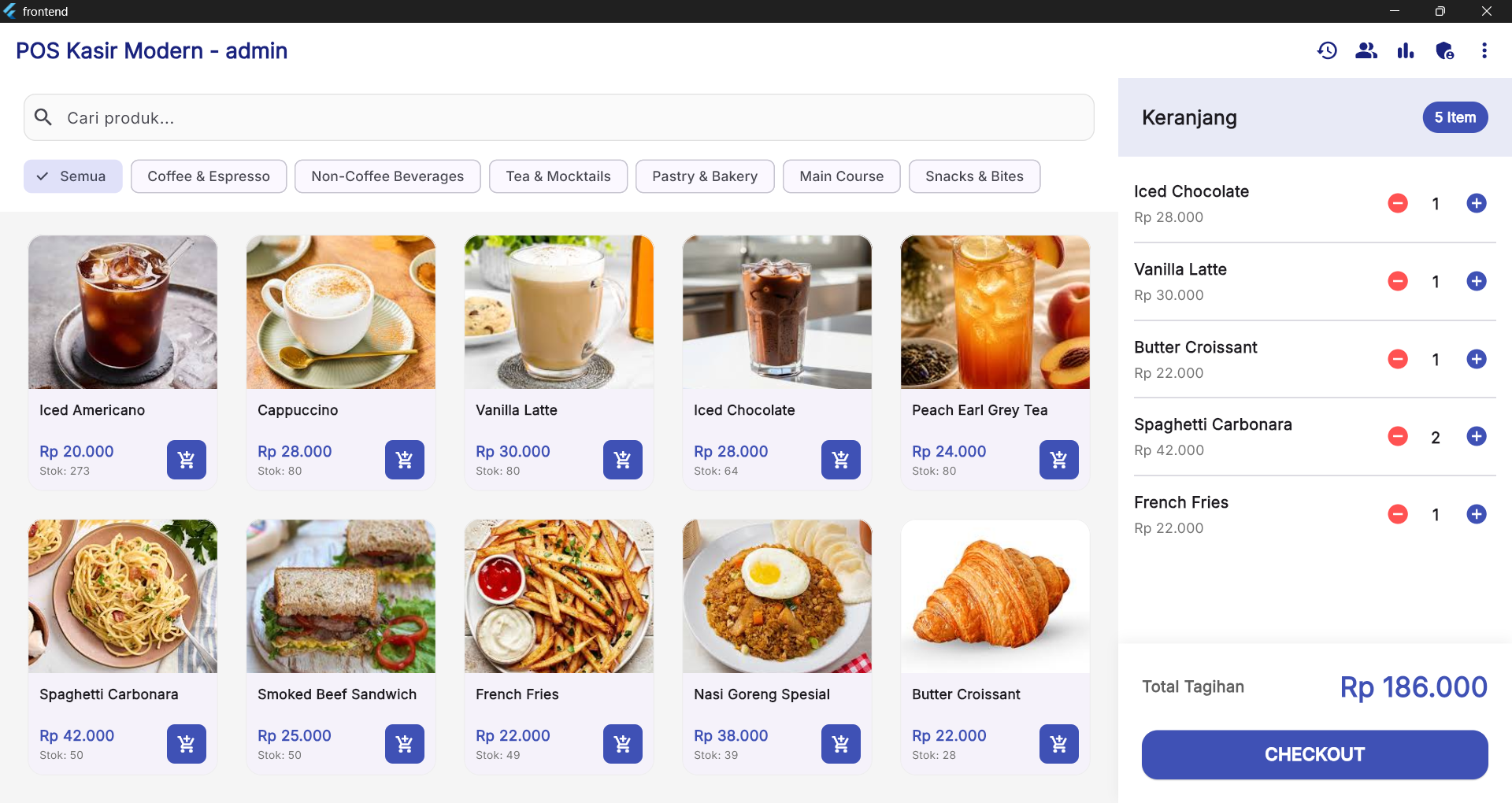 Screenshot Integrated POS Cashier & Stock Management - Awanda Rosi Firdaus Project